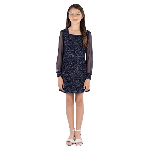 Speechless Girls' Long Sleeve Glitter Knit A-line Party Dress