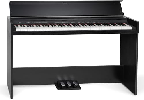 FunKey DP-1088 SM Piano numérique élégant - 88 touches de clavier sensibles à la vélocité et 3 pédales - 20 sons - Haut-parleurs stéréo intégrés et 2 prises pour casque - Noir mat