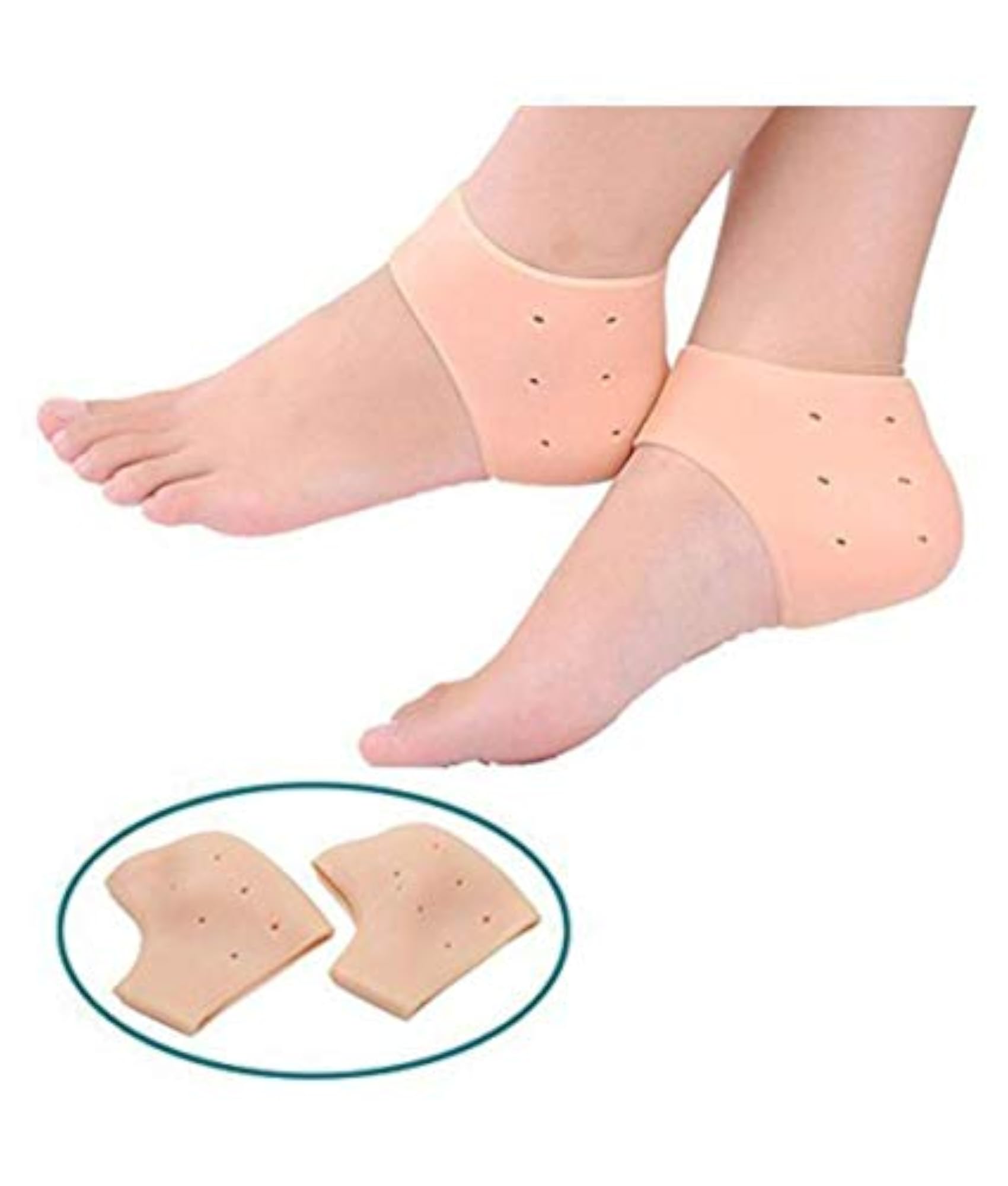 Silicone Gel Heel Pad Socks for Pain Relief, 2-Pair Set