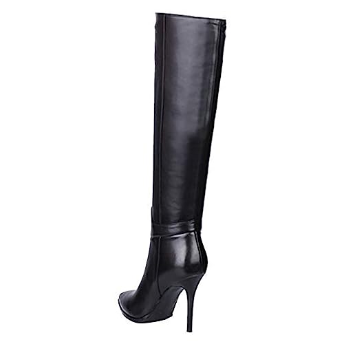FOWT Women Pointed Toe Knee High Boots Stiletto High Heel Long Boots Side Zipper Sexy Daily Dress Shoes Size 4-16 US4