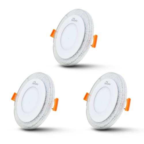 Image of Murphy 6 Watt (3+3W) Round Double Colour Led Conceal Panel Light, Ceiling Light with 2 Year Warranty(Multi Color+CW,Pack of 3)