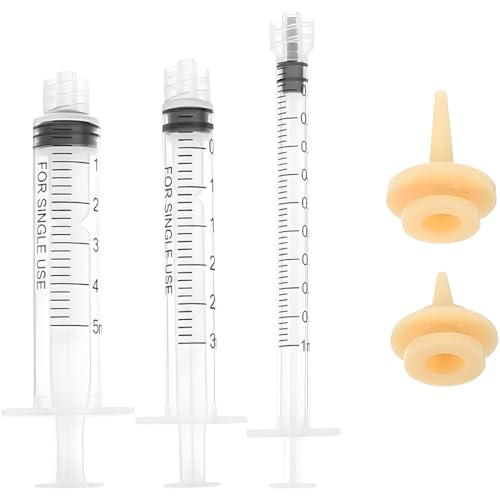 CATOR 1ml+3ml+5ml+dos chupetes, chupete para mascotas con jeringa, chupete de silicona con jeringa para alimentación de mascotas, mini chupete con jeringa, adecuado para cachorros y gatitos