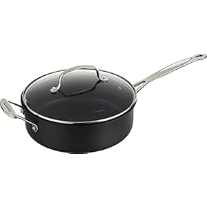 Cuisinart 633-24H Chef’s Classic Nonstick Hard-Anodized 3-1/2-Quart Saute Pan with Helper Handle and Lid , Black