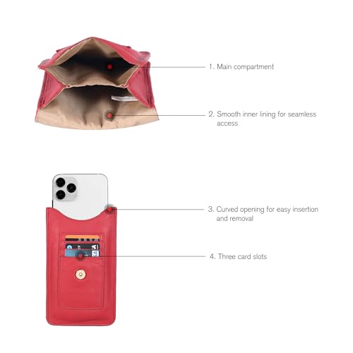 Image of Oak Leathers Small Crossbody Bag For Women - Mini Cell Phone Purse - Crossover Wallet Bag With Adjustable Shoulder Strap