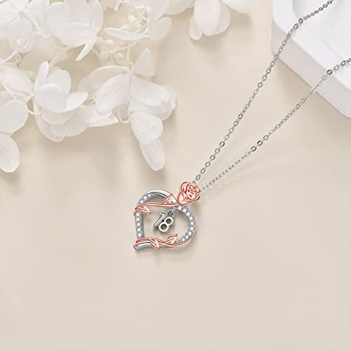18 Year Old Birthday Gifts 925 Sterling Silver Love Heart Rose Flower Pendant Necklace for Women 16th/18th/21th/25th/30th/40th/50th/60th Gifts for Daughter Sister Graduation Jewelry3