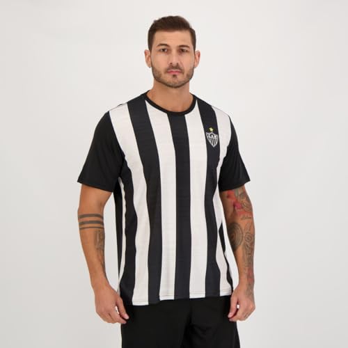 Camisa Atlético Mineiro Dry Listrada Oficial Tamanho:P;Cor:Preto/Branco