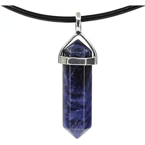 CHENYUE Blue Sodalite Hexagonal Pendant Necklace Cover