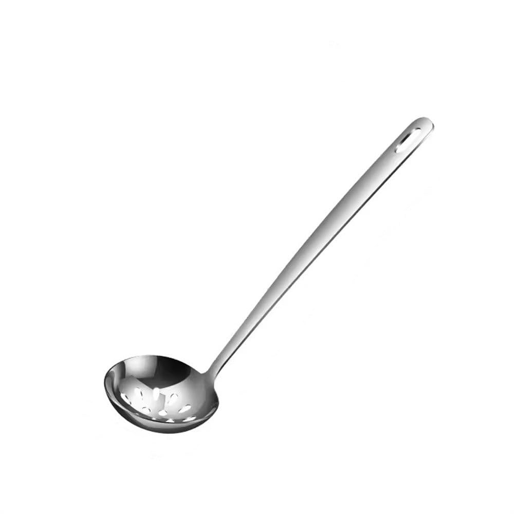 Cucchiaio da cucina, Cucchiaio forato for uso domestico con manico lungo, cucchiaio antigoccia for pentole calde spessore profondo for il consumo di(27x6.3cm)