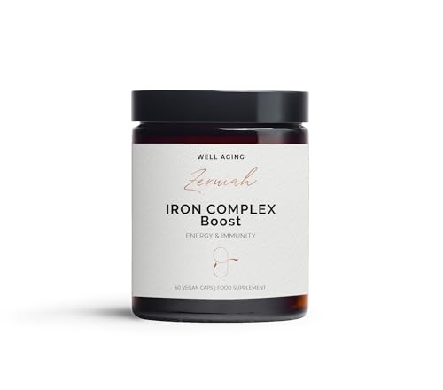 IRON COMPLEX BOOST. Hierro suplemento. Complemento alimenticio en cápsulas a base de hierro y vitaminas. Suplemento de hierro, bote 60 cápsulas. Con Vitamina C, B2, B6, B12. Suplementos alimenticios.
