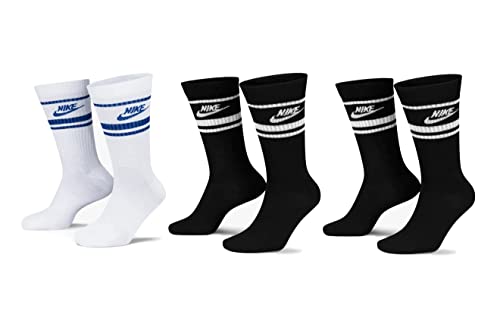 Nike Everyday Essential DX5089 Lot de 9 paires de chaussettes de tennis unisexes, 2 x noir, blanc, bleu, 34-38 Nike Everyday Essential DX5089 Lot de 9 paires de chaussettes de tennis unisexes, 2 x noir, blanc, bleu, 34-38