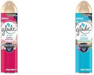 Glade Aerosol Aşkın Büyüsü Oda Kokusu 300 mL (1 x 300 mL) ve Glade Aerosol Okyanus Sessizliği Oda Kokusu 300 mL (1 x 300 mL)