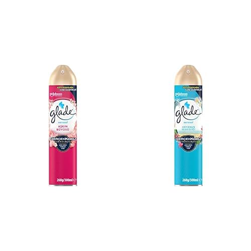 Glade Aerosol Aşkın Büyüsü Oda Kokusu 300 mL (1 x 300 mL) ve Glade Aerosol Okyanus Sessizliği Oda Kokusu 300 mL (1 x 300 mL)