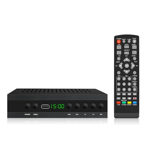 Decodificador TDT HD - DVB-T2 H.265 HEVC Full HD PVR, USB, HDMI, SCART, Sintonizador de televisión Digital Terrestre con Grabador, Receptor Digital de Alta definición Full HD 1080p. (DVBT2)