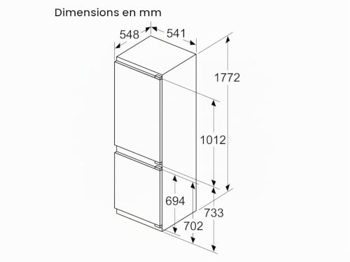 SIEMENS Réfrigérateur congélateur encastrable KI86NVFE0, iQ300, autoAirflow, niche 178 cm