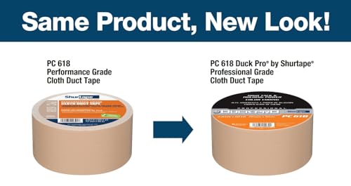 Image of Shurtape Colored Cloth Duct Tape, Duck Pro Professional Grade, for Industrial Color-Coding, HVAC and Automotive, PC-618, 72mm x 60yd, 10.0 mil, Beige, 1 Roll (105478)