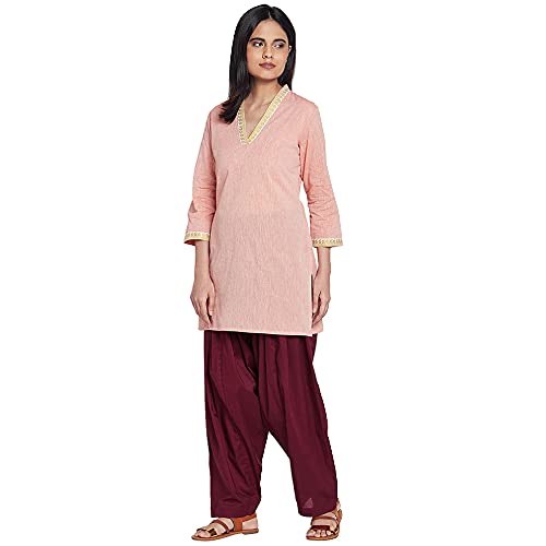 Image of GO COLORS Soft Cotton Salwar for Women | Relaxed Fit, Mid Rise, Ankle Length, Drawstrings