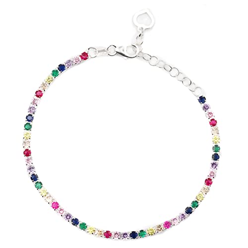 Bracelet tennis multicolore en argent 925 Aka Gioielli ajustable pour femme