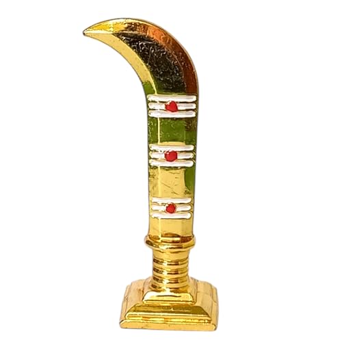 Image of SRian Lord Karuppasamy /Sanghili Karuppan Metal Gold Knife Statue | Karuppaamy Car Dashboard Idols, Height - 7.5 cm, Metal