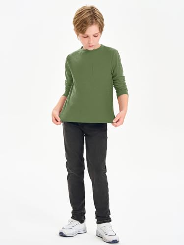 Haloumoning Boys Long Sleeve Shirts Kids Crewneck T Shirts Casual Tops Tees with Chest Pocket 5-14 Years - Image 5