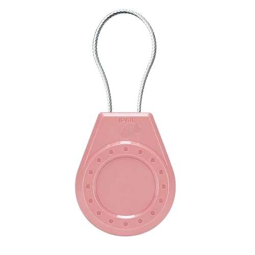 Image of Air Tag Holder Keychain Case with Steel Wire Cable & Hex Lock, Waterproof Anti-Lost Shockproof Cover Compatible with Apple AirTag for Luggage, Backpack, Keys (Pink)