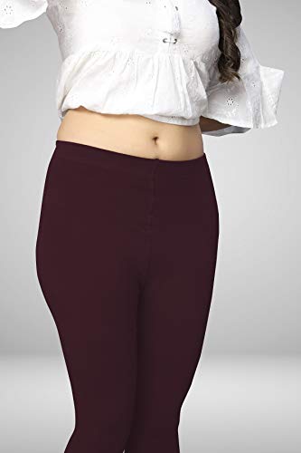 Image of Women's Cotton Skinny Leggings with Ankle Length Solid Pattern Mid Rise and Elastic Closure | Cotton Skinny Leggings for Womens