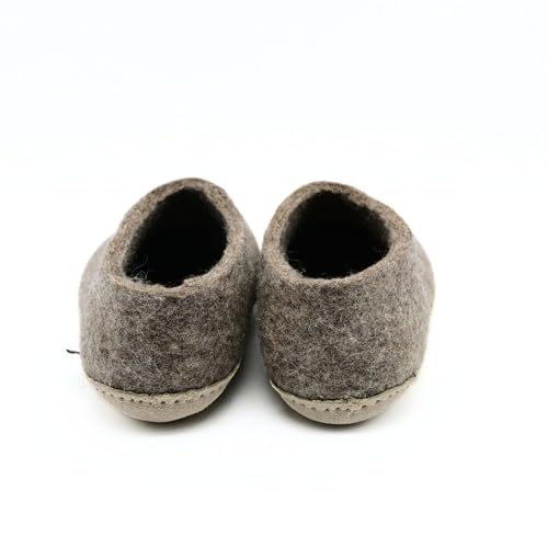 Marbled Brown Indoor Shoes, Pure Merino Wool Adult Slip On Shoes, Slippers4