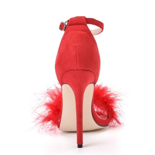 Women's Feather High Heels Open Toe Sandals2