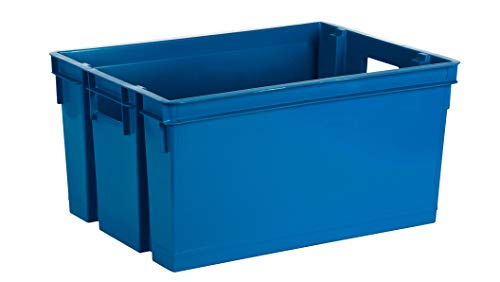 EDA 10927 Bacs de Manutention sans Couvercle, Polypropylène, Bleu Minéral, 56 x 41 x 29,5 cm