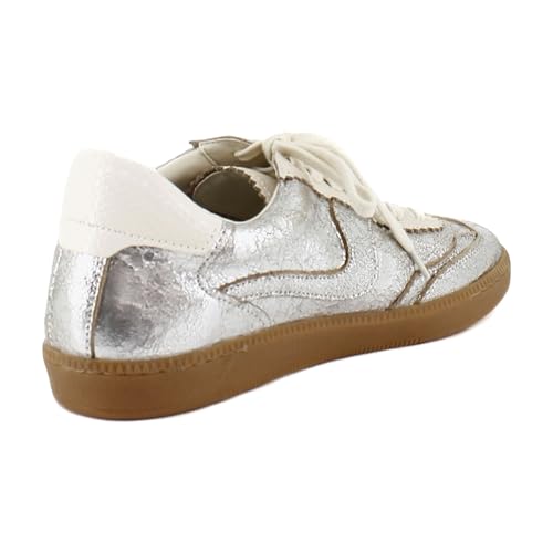 Image of Dolce Vita Notice Women's Fashion Sneakers Silver Distressed Leather Size 11 M