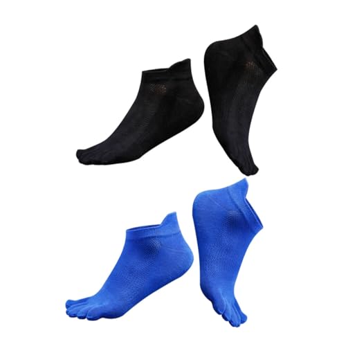 VALICLUD 2 pares Calcetines Cortos de Algodón para Hombre de Calcetines Tobilleros Transpirables con Dedos Separados Cómodos y Lavables Diseño bajo Invisible para Deportes