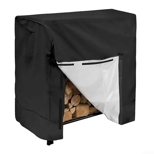 Honseadek Cubierta para exterior y cobertizo, marco de madera, impermeable, 210d, tela para jardín, leña, patio, Oxford universal, 122 x 61 x 107 cm, color negro (12261107 cm)