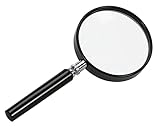 SAFE 9543 Stiellupe – Klassische Handlupe mit 4-facher Vergrößerung, Echtglas-Linse (50 mm Ø) & Metalleinfassung – Kompakt & langlebig für Lesen, Sammeln & Detailarbeiten
