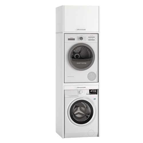 WASCHTURM Wasch- & Trocknerschrank + Aufsatz (48cm) Ausziehbrett TÜV