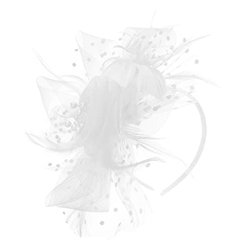 Lurrose Black Fascinator Fascinators for Women White Fascinator Net Yarn Hairband, Wedding Hair Accessories
