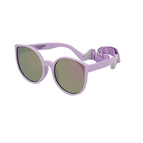 COCOSAND Baby Sunglasses with Strap Cateye Style UV400 Protection for Age 0-24months, Purple