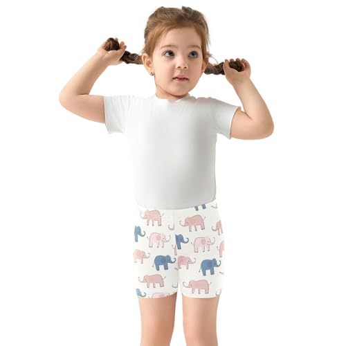 Colorful Cartoon Elephant Girls Shorts Elastic Waist Sports Shorts Girls Leggings Pants for 4-10 Years3