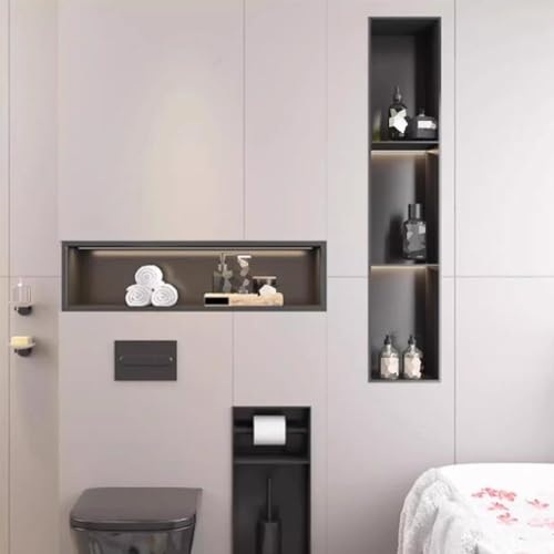 Solution gain de place douche étagère encastrable en acier inoxydable - 4