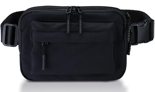 NWT XPEDITION Riñonera con cinturón ajustable, riñonera ligera, bolsa cruzada para viajes, correr, senderismo, relleno de calcetines para mujeres y hombres, color negro, Negro -, Moda