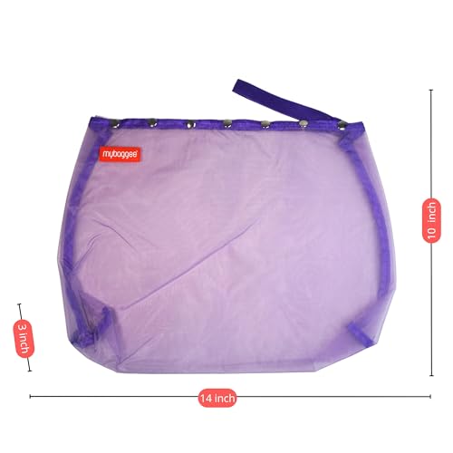 Image of Jumbo 7 Snaps Mesh Travel Knitting Bag with Snap Opening, Lightweight Nylon Storage Pouch for Yarns, Needles and Accessories (Purple)