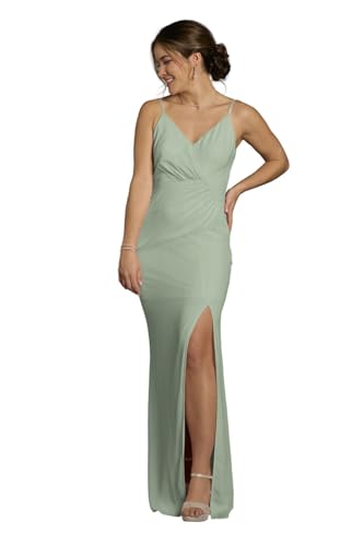 David's Bridal Chiffon Cowl Back V-Neck Sheath Dress