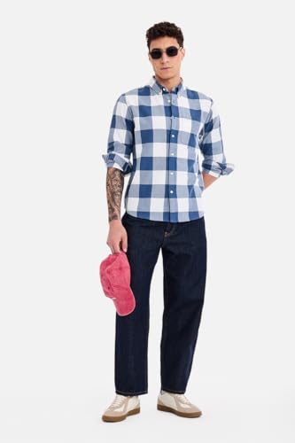 Image of SNITCH Men Casual Shirt | Regular Fit Full Sleeve Button-Down Collar Buffalo Check Pattern | Premium Cotton Blend & Breathable Fabric Outings