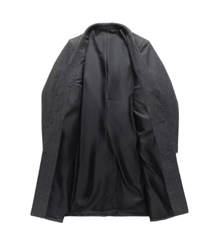FTIMILD Mens Wool Blend Long Trench Coat Notch Lapel Single Breasted Overcoat with Pockets4