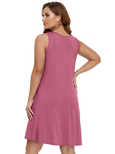Image of BELAROI Summer Dresses for Women Beach Tshirt Sundress V Neck Casual Swing Tank Dress Swimsuit Cover Ups Pockets