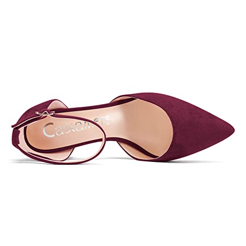 Castamere Women Chunky Block High Heel Pointed Toe Pumps Ankle Strap Buckle Wedding Party Sexy 3.3 Inches Heels4