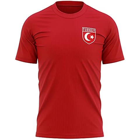 Turkey Football Kit - Mens Turkey Flag Badge T Shirt - Football European Country 2021 2020 Supporters Red White 1923 Tee Him - Turkish Tournament Footy Soccer Top, M, Red Cover