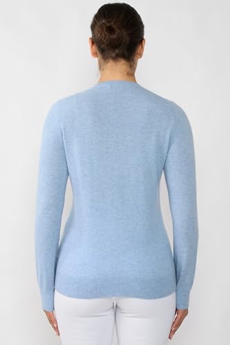 Image of JENNIE LIU Women's 100% Cashmere Button Front Long Sleeve Crewneck Cardigan Sweater
