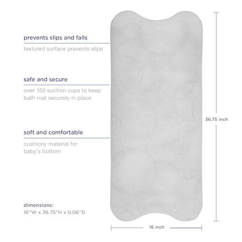 Image of Ubbi Cushioned Non-Slip Bath Mat for Baby, Powerful Suction Cups, Baby Bathtub Time Essentials, Gray