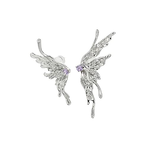 Boucles d'oreilles papillon asymétriques argent 925 anti-allergie rétro pour femme