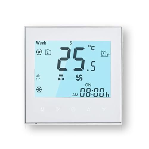 MelkiSmart Wi-Fi Termostato - Serie 1000 Termostato con Pantalla Táctil Programable para Calefacción o Aire Acondicionado - Control Remoto Desde Teléfono Móvil Compatible con Alexa,Google Home,IFTTT
