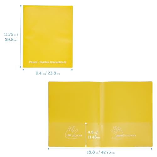 Image of ECR4Kids 2-Pocket Parent-Teacher Classroom Communication Folder, School Supplies, Yellow, 36-Piece